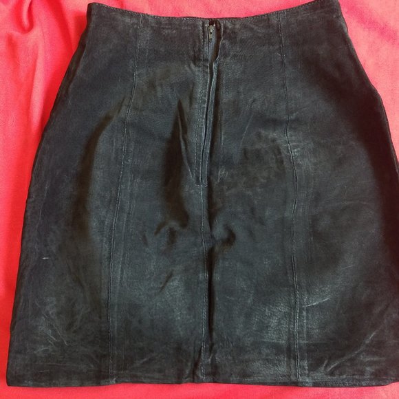 Wilsons Vintage 1990's Navy suede mini skirt - Picture 2 of 2